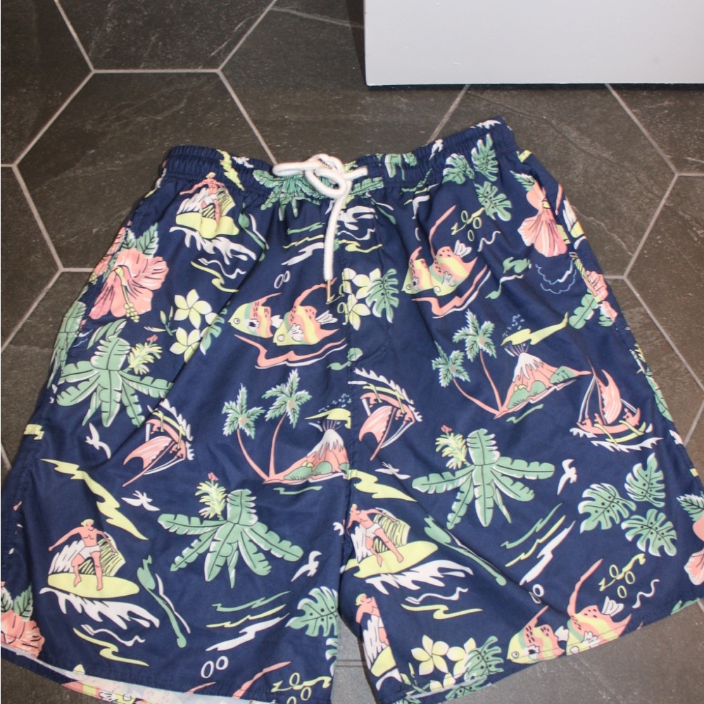 SLATIOM Men’s Medium Tropical Surfboard Print Swim Shorts Trunks